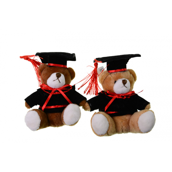 Figura maci textil taláros 11cm barna