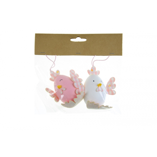 Figura madár műanyag 8cm s/2 rózsaszín