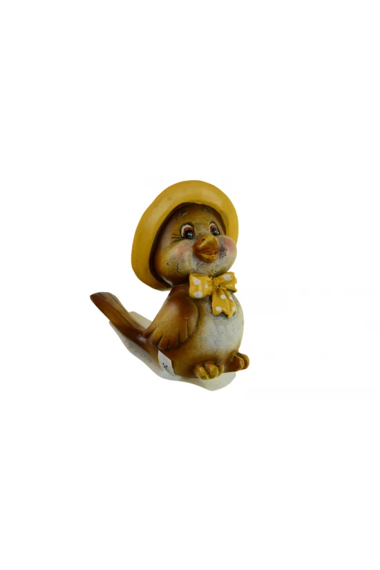 Figura madár poly 5.5*4.5*7.5cm kalapos barna