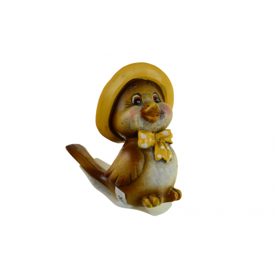 Figura madár poly 5.5*4.5*7.5cm kalapos barna