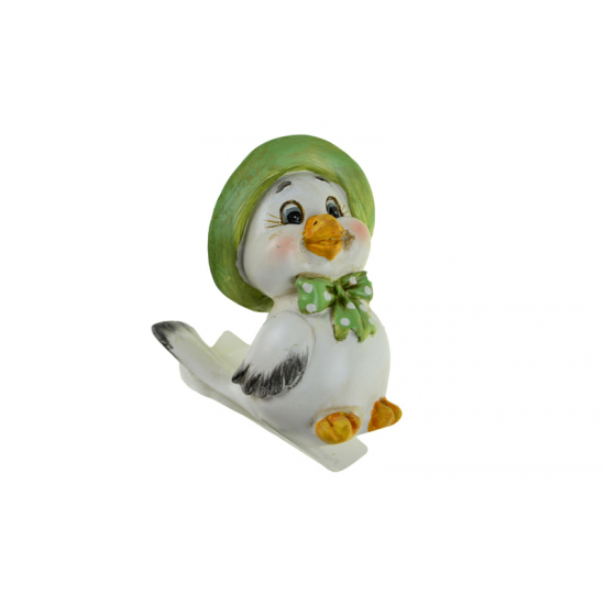 Figura madár poly 5.5*4.5*7.5cm kalapos fehér