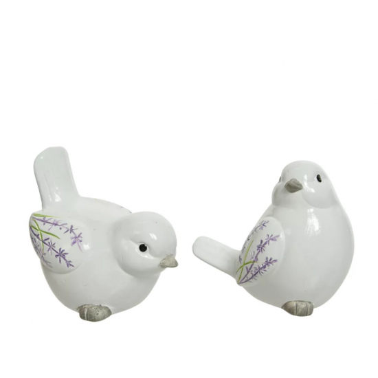 Figura madár terrakotta 10cm többféle fehér