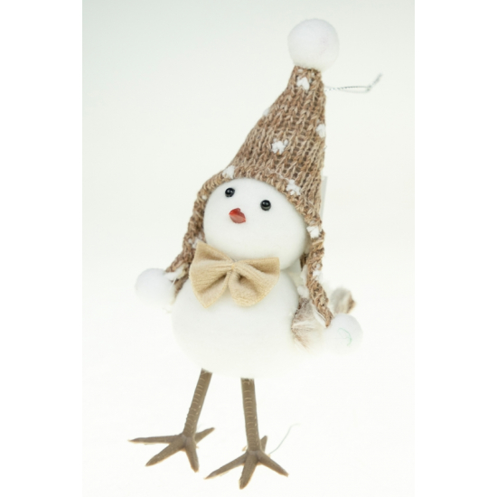Figura madár textil 7*19*11cm fehér