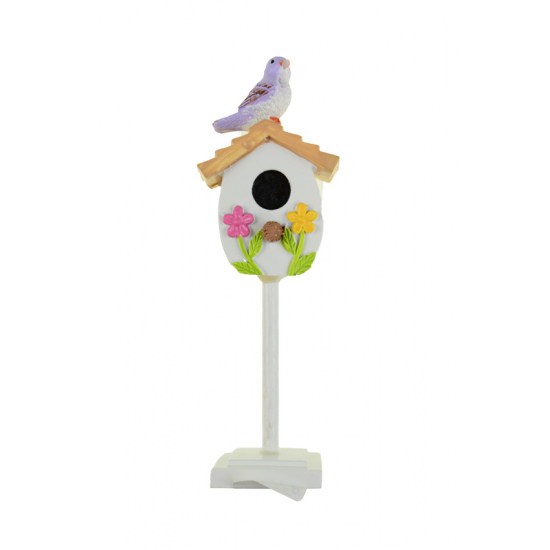 Figura madárház poly 15,6cm fehér