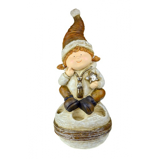 Figura lány magnézia labdán ülő 24*24*55cm barna