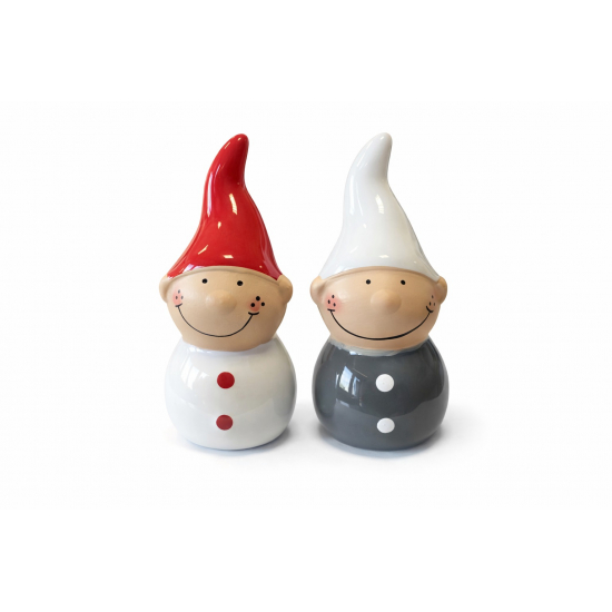 Figura manó kerámia 12,5cm 2féle piros/fehér