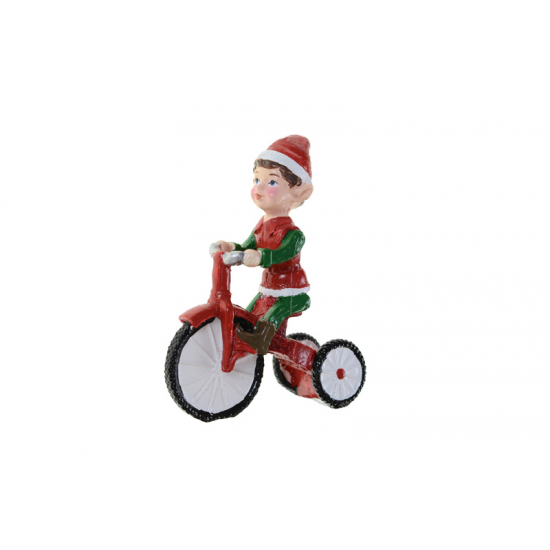 Figura manó poly akasztós 7,5*3,1*10,5cm biciklivel piros