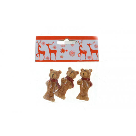 Figura medve poly 2,3*1,3*4,6cm s/3 sállal barna