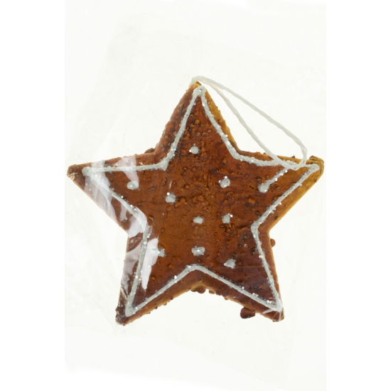 Figura mézeskalács csillag 12cm akasztós barna