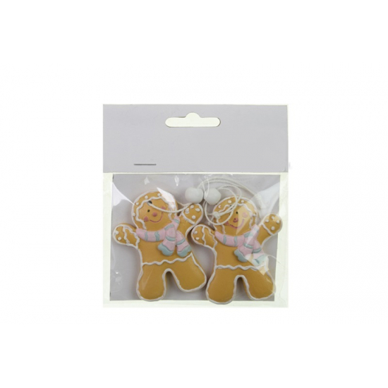 Figura mézeskalács fiú poly sállal 6,5cm s/2 barna