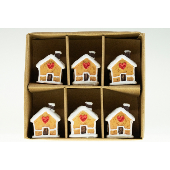 Figura mézeskalács ház poly 2,8cm s/6 barna