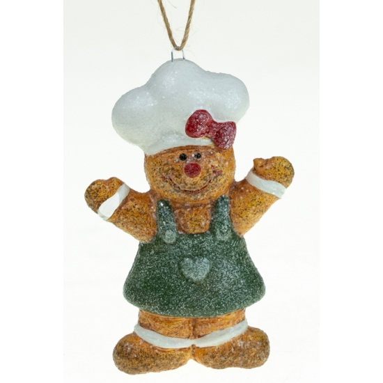 Figura mézi terrakotta 8*6*2.5cm akasztós ruhában zöld