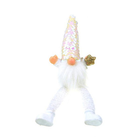 Figura mikulás kerámia lógó lábú 23cm fehér