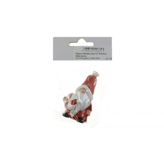 Figura mikulás poly 3,7*3*6,3cm fehér/piros