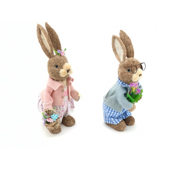 Figura nyúl fiú/lány H48cm rózsaszín/kék