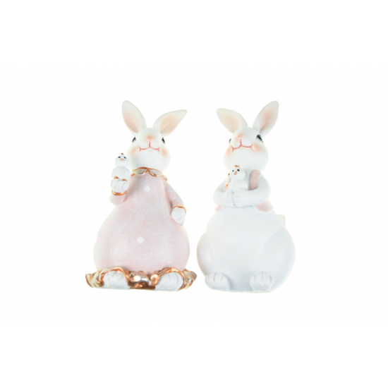 Figura nyuszi fiú/lány poly 5*5*10.5cm fehér/rózsaszín