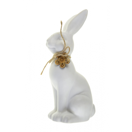 Figura nyúl kerámia 12.4*8.4*23cm fehér
