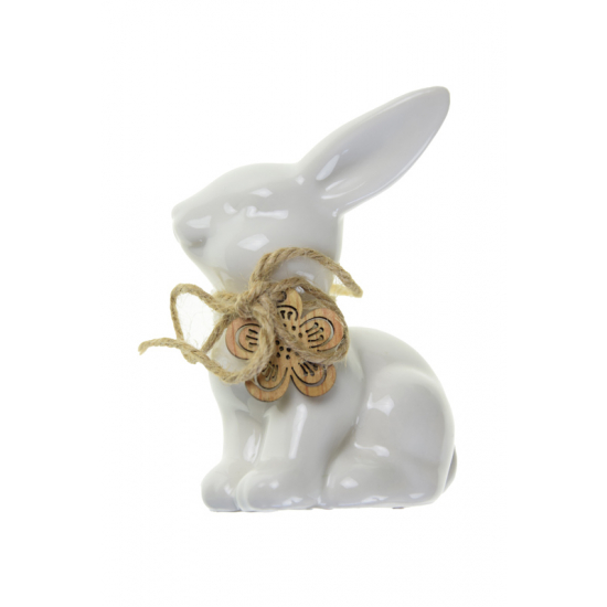 Figura nyúl kerámia 9*7.6*11.3cm fehér