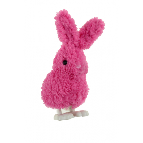 Figura nyúl plüss 6*7*9cm felhúzható/ugráló rózsaszín