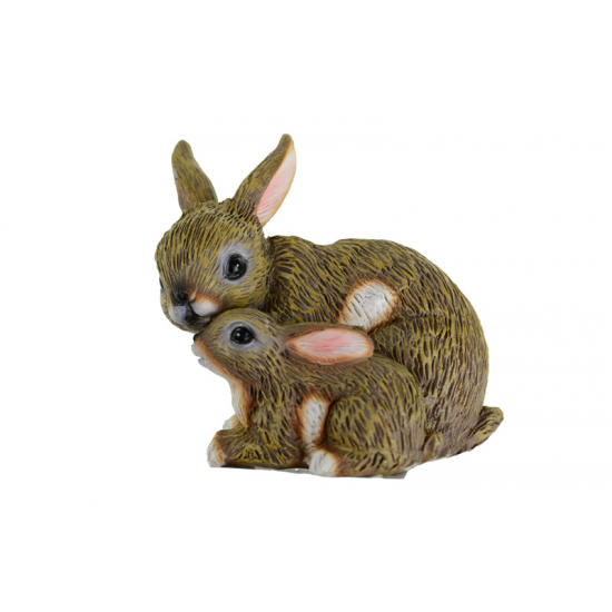 Figura nyúl poly 10*7.5*10cm kisnyuszival barna