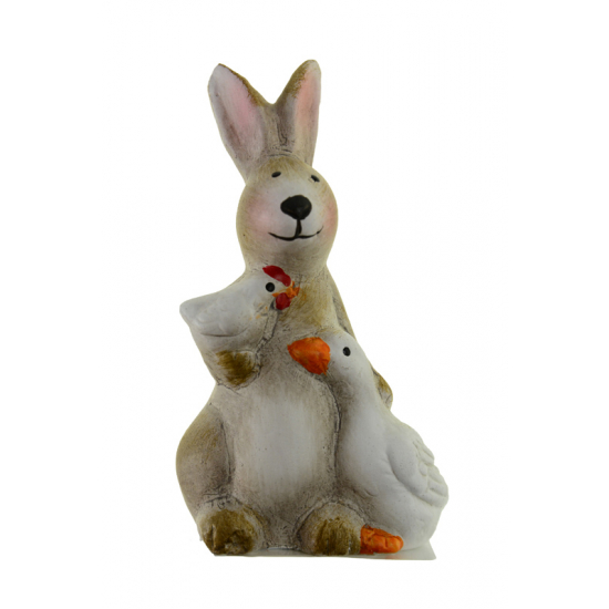 Figura nyúl kerámia 5.8*4.6*10cm kacsával fehér