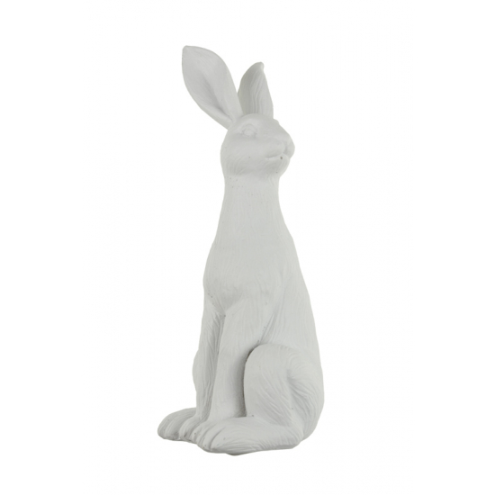 Figura nyúl poly 5.8x7x17cm ülő fehér