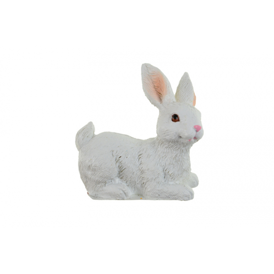 Figura nyúl poly 6,4*6cm fekvő fehér