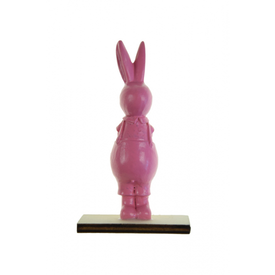 Figura nyuszi poly fa talpon 9cm rózsaszín