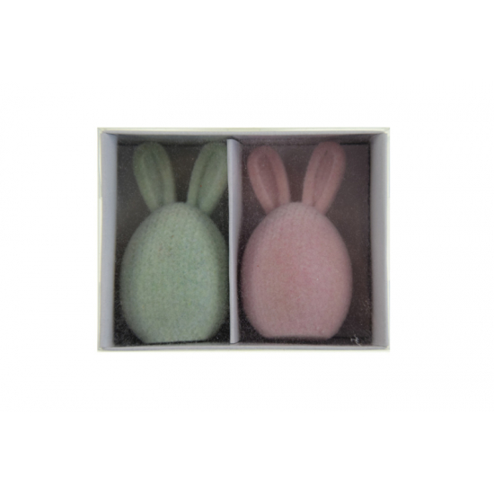 Figura nyuszi poly tojás alakú 3,2*3,2*5,9cm s/2 menta/rózsaszín
