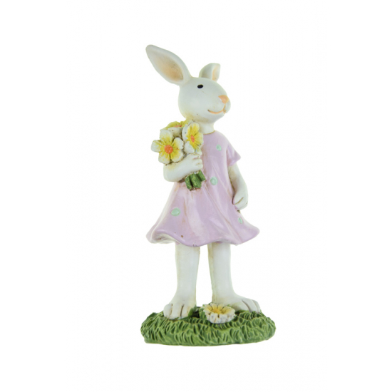 Figura nyuszi lány poly 5.7*5.2*12.3cm fehér