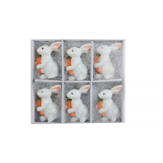 Figura nyuszi poly 3,3cm s/6 répával fehér