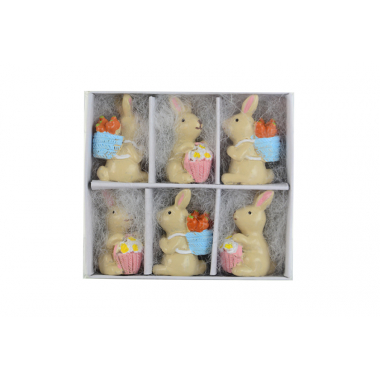 Figura nyuszi poly 3,9cm s/6 krém