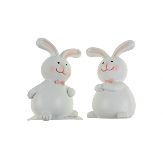 Figura nyuszi poly 4.5*4*7cm 2féle fehér