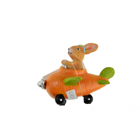 Figura nyuszi poly 8,3*6,9cm répa repülővel narancs