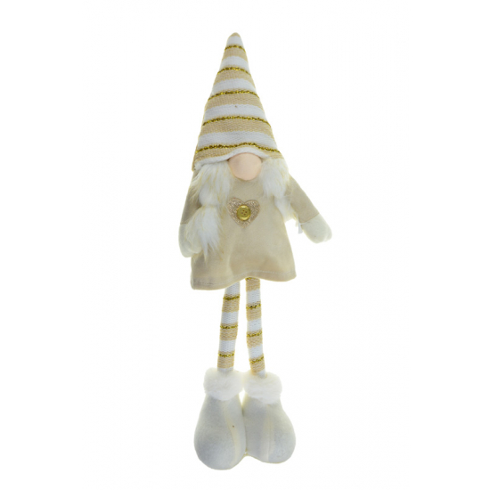 Figura orrmanó textil álló 16*9*50cm csíkos barna/fehér