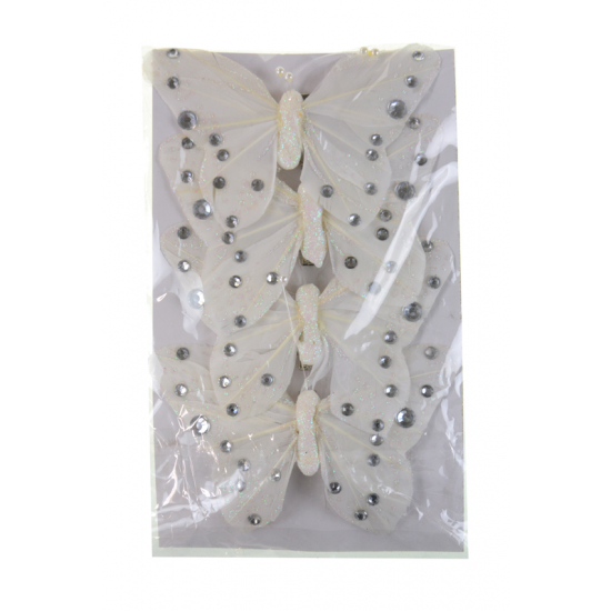 Figura pillangó 8*1,5cm s/4 glitteres fehér