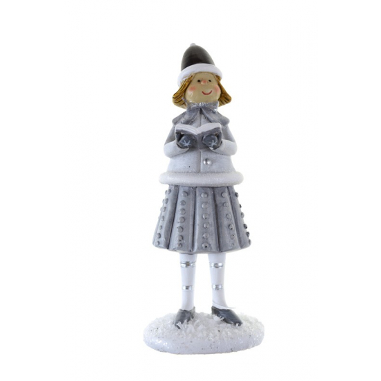Figura lány poly 4.5*3.5*11.5cm könyvvel kék
