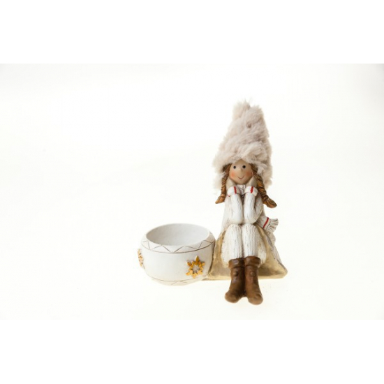 Figura lány poly 8,5*8*10cm mécsestartóval