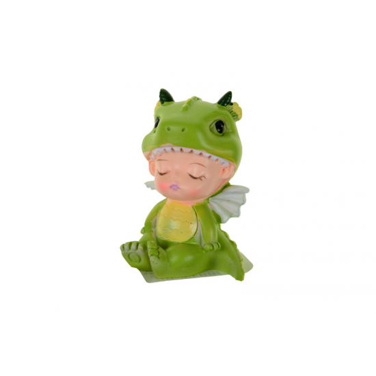 Figura fiú poly sárkányjelmezes 5*3,5*7cm ülő zöld