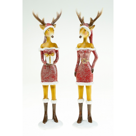 Figura szarvas lány poly 21cm ruciban 2féle piros