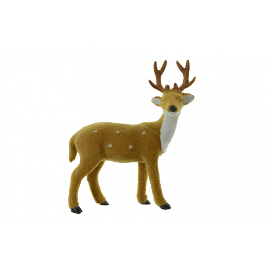 Figura szarvas plüss álló 15*6*16cm pöttyös barna