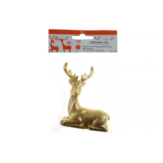Figura szarvas poly 6,6*3,9*8,3cm fekvő arany