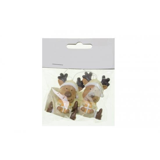 Figura szarvas poly csomaggal 6cm s/2 fehér