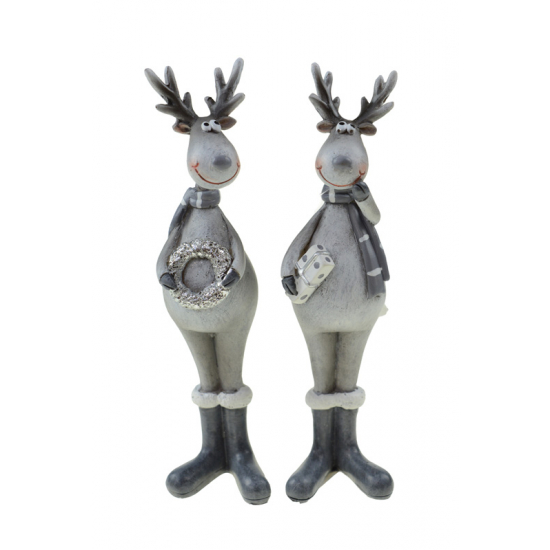 Figura szarvas poly/textil 4*3.5*15.5 2féle szürke