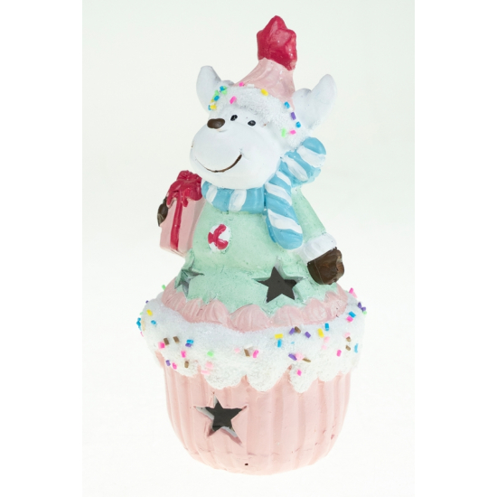 Figura szarvas süti terrakotta 18cm LED-es színes