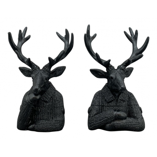 Figura szarvasfej poly 8x7x15 cm fekete