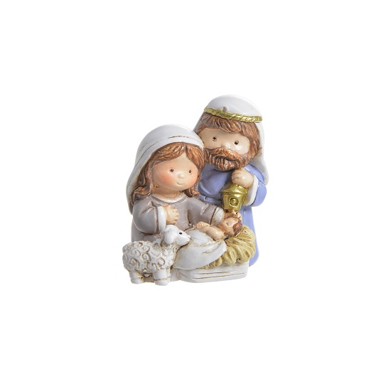 Figura szent család kerámia 4cm fehér/kék
