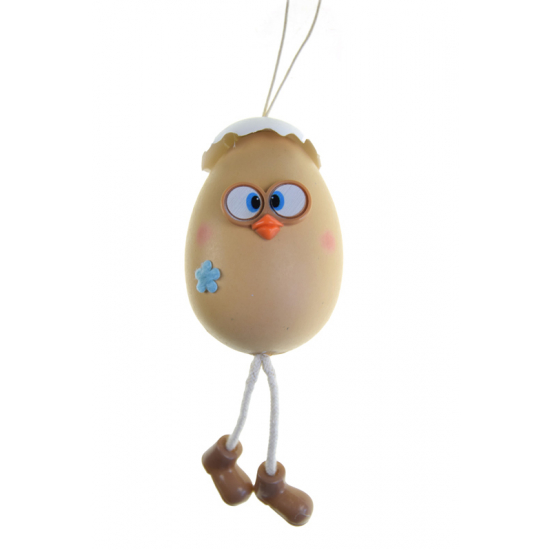Figura tojás műanyag 13cm akasztós barna