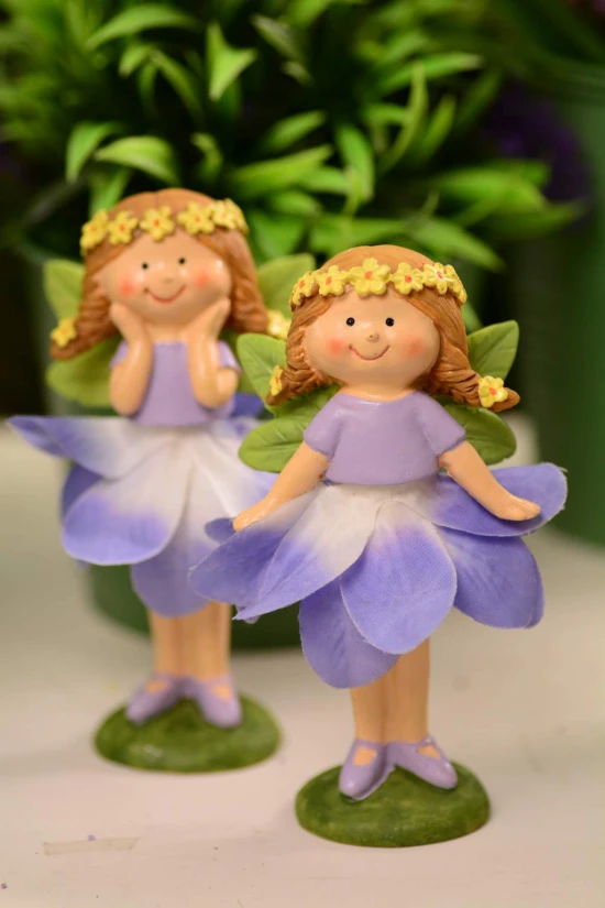 Figura tündér poly 12,1cm virág szoknyás lila
