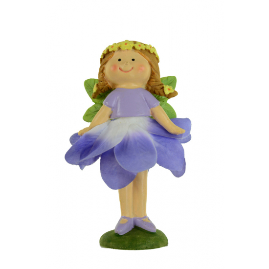 Figura tündér poly 12,1cm virág szoknyás lila